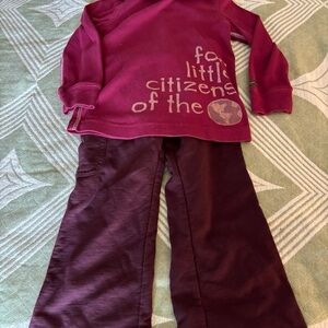 Burgundy Graphic Long Sleeve Shirt and Pants Set